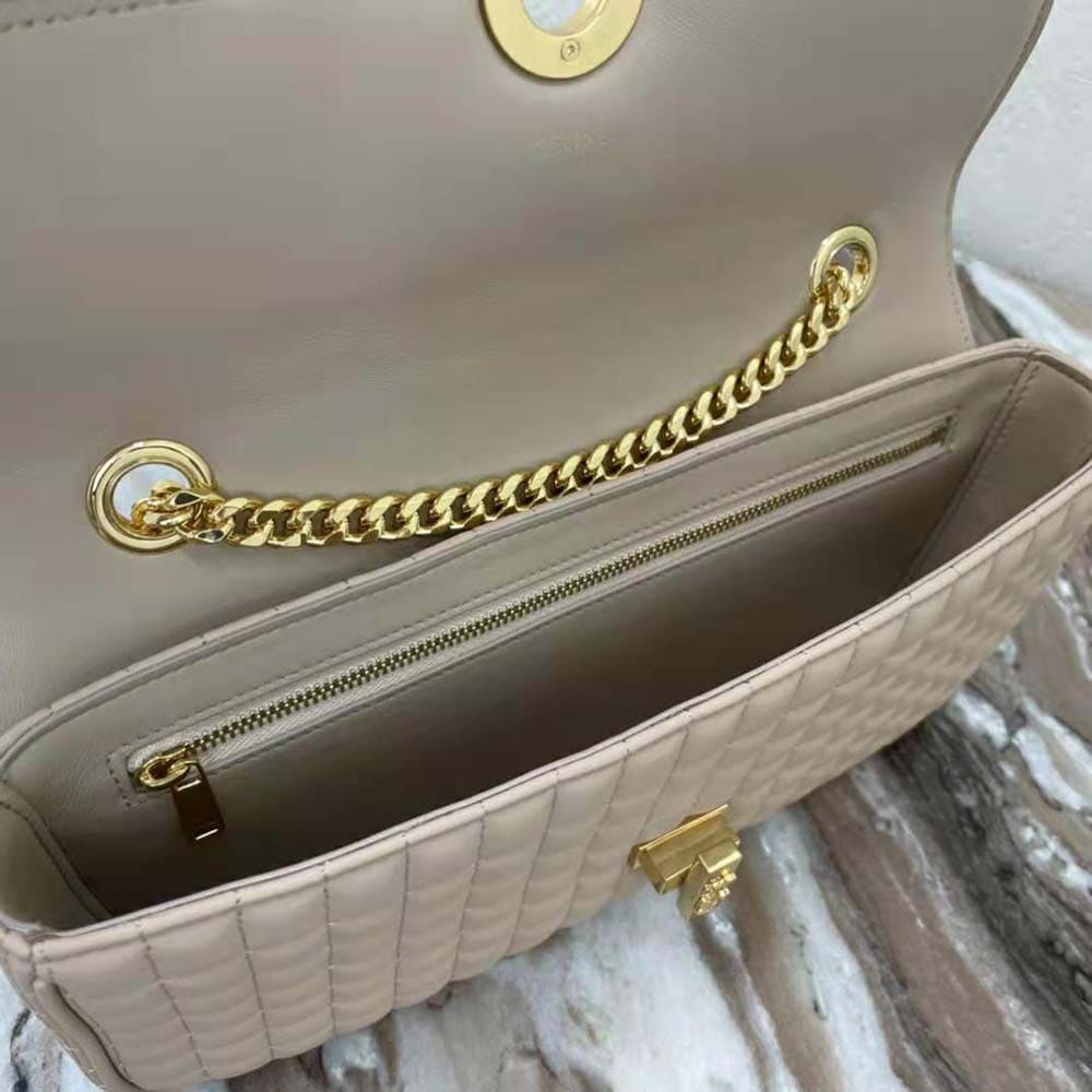 TÚI Celine Women Medium Chain Sulky Bag in Quilted Lambskin-Sandy