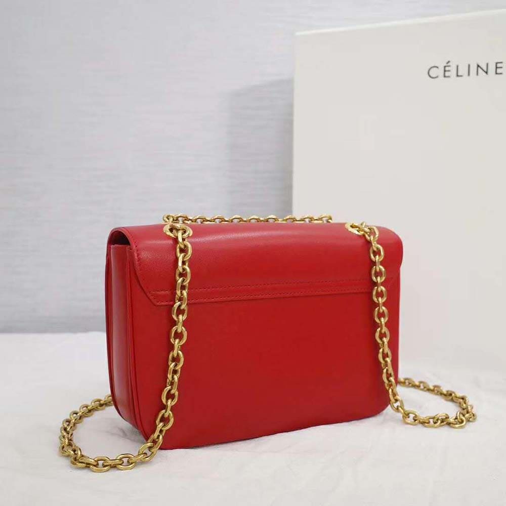 TÚI Celine Women Medium C Bag in Shiny Calfskin Leather-Red
