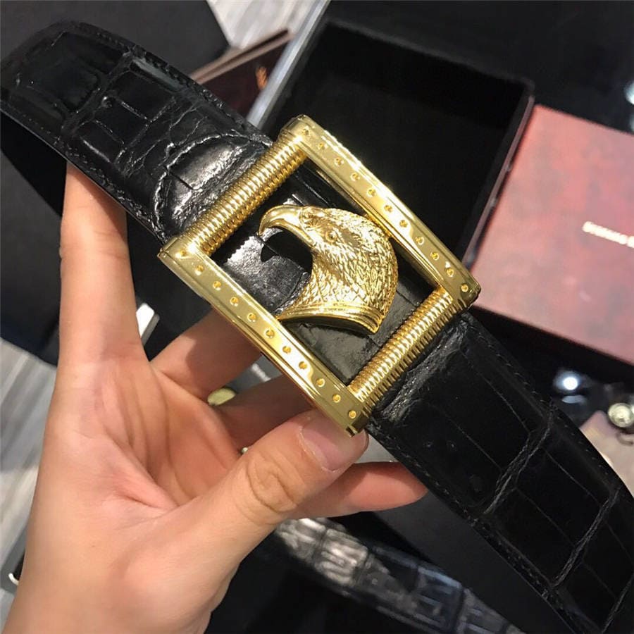 DÂY LƯNG STEFANO RICCI CROCODILE LEATHER DA CÁ SẤU Belt Khóa vàng