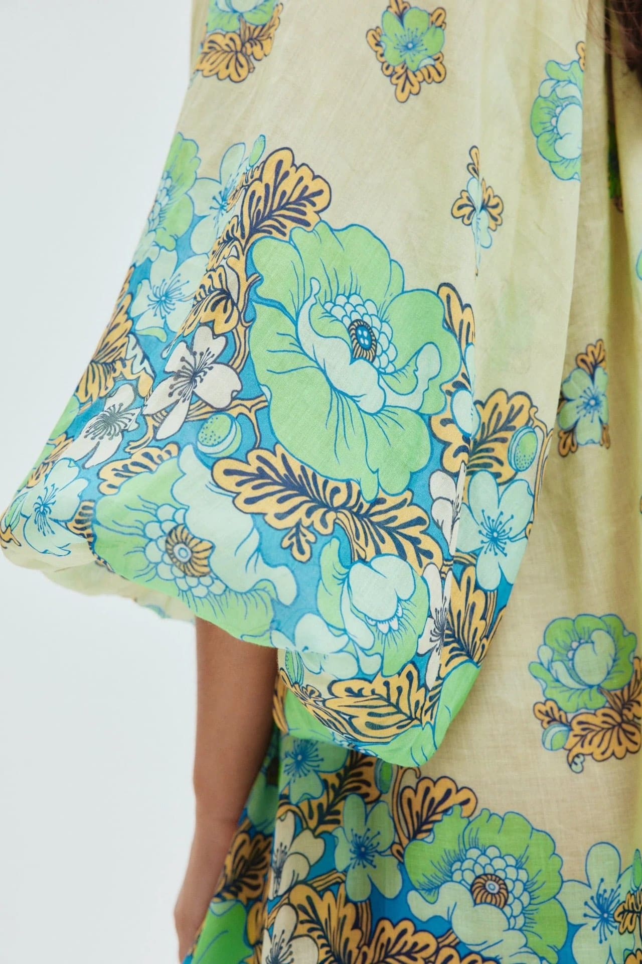 VÁY ALEMAIS HỌA TIẾT HOA LÁ XANH ALEMAIS RAMIE VELMA IN COTTON High Classy