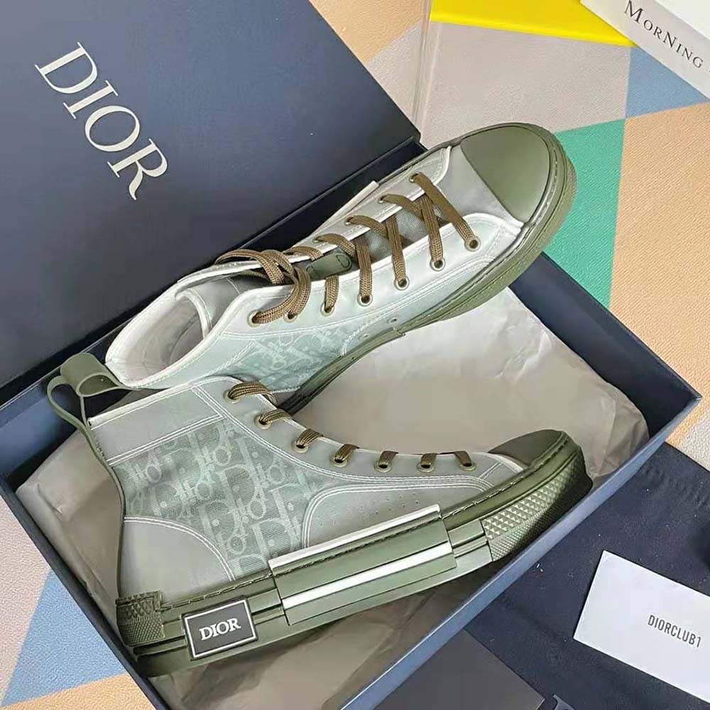 GIÀY DIOR B23 High-Top Sneaker White and Navy Blue Dior Oblique Canvas