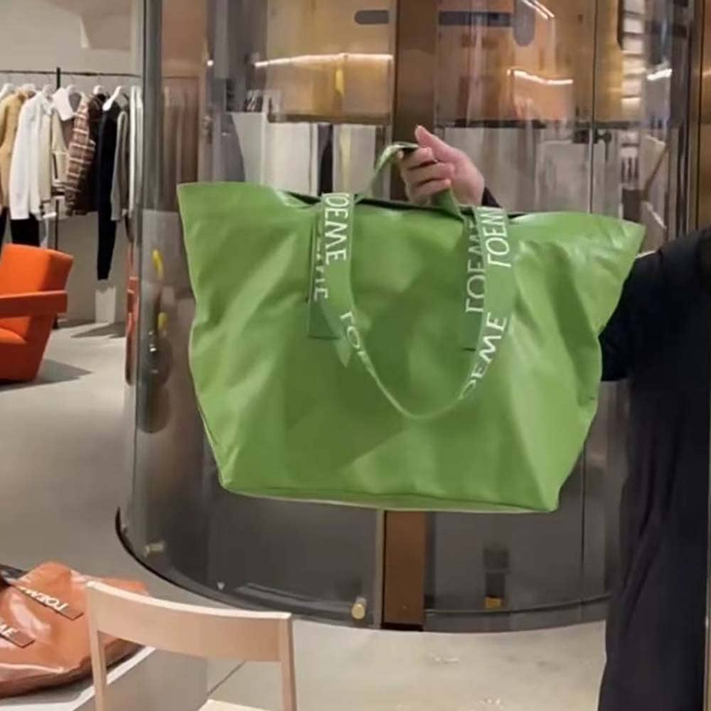 TÚI Loewe Unisex Fold Shopper in Paper Calfskin-Green