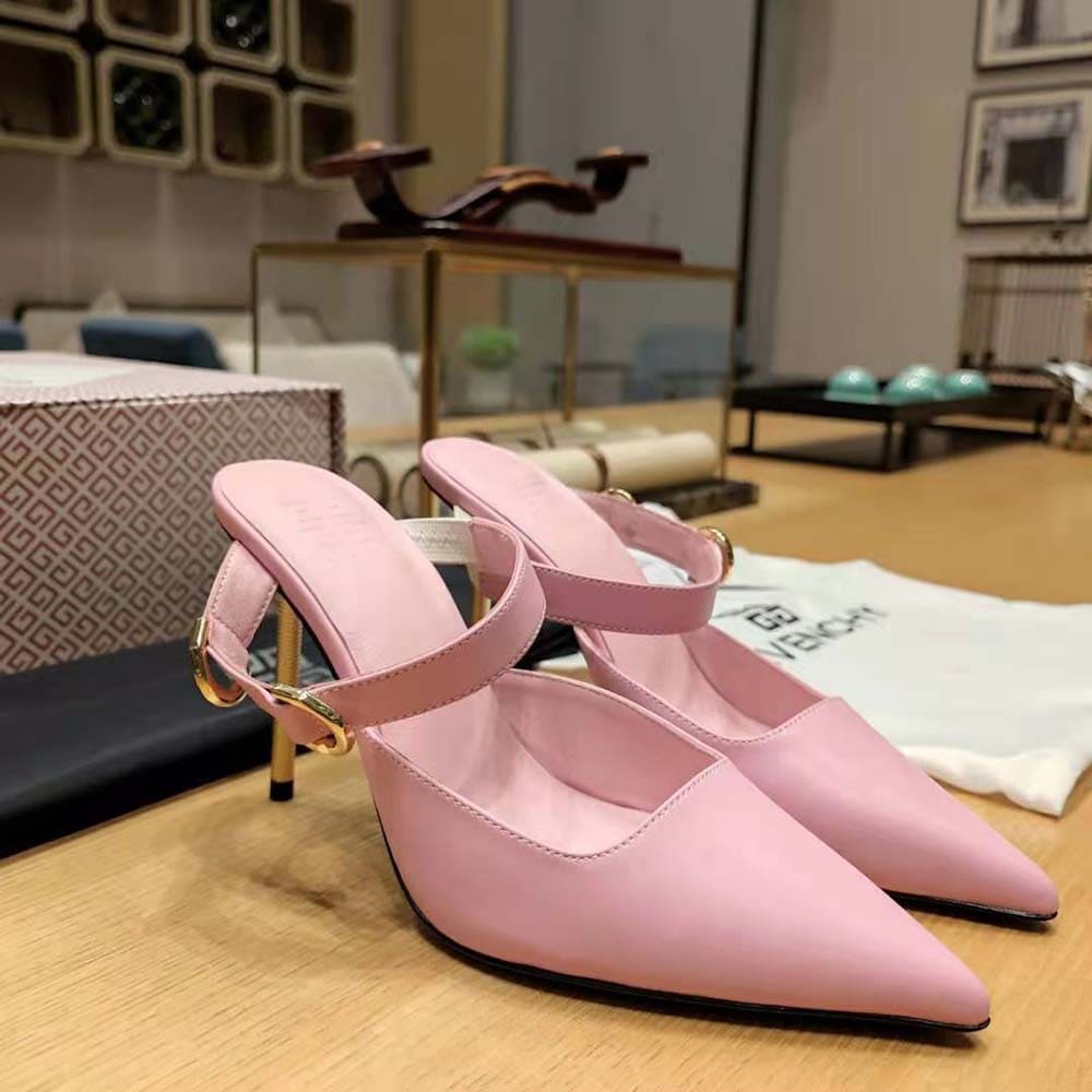 GIÀY Givenchy Women Voyou Slingbacks in Leather-Pink