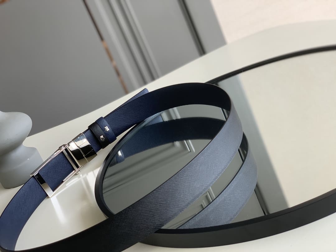 DÂY LƯNG PRADA BLACK SAFFIANO LEATHER Khóa da