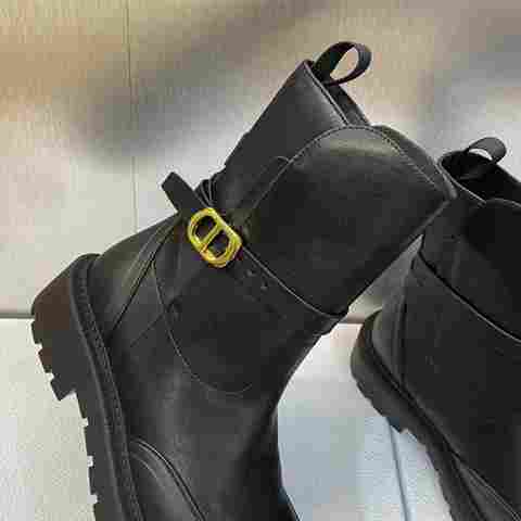 GIÀY Dior Women Empreinte Ankle Boot Black Calfskin and Rubber