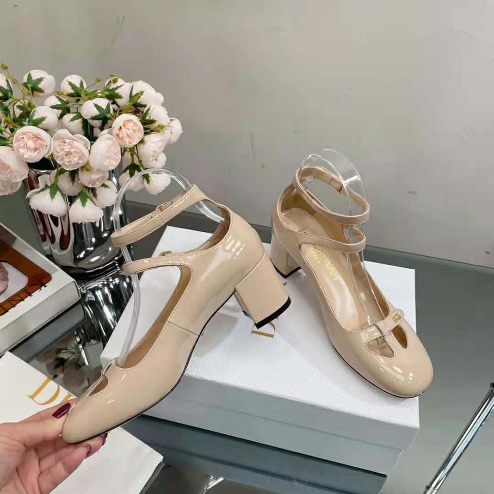 GIÀY Dior Women Aime Dior Ballerina Pump Nude Patent Calfskin