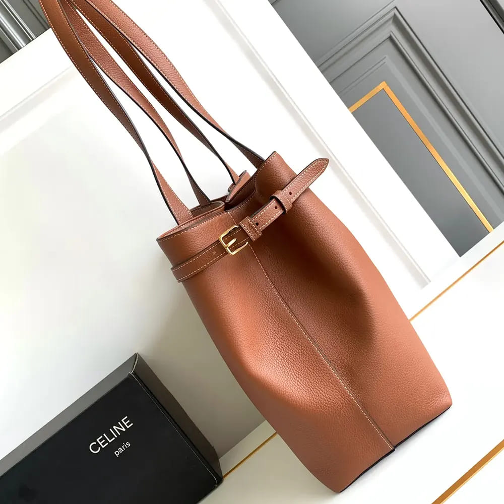 TÚI Celine Women Medium Cabas Anaïs Cuir Triomphe in Grained Calfskin-Tan