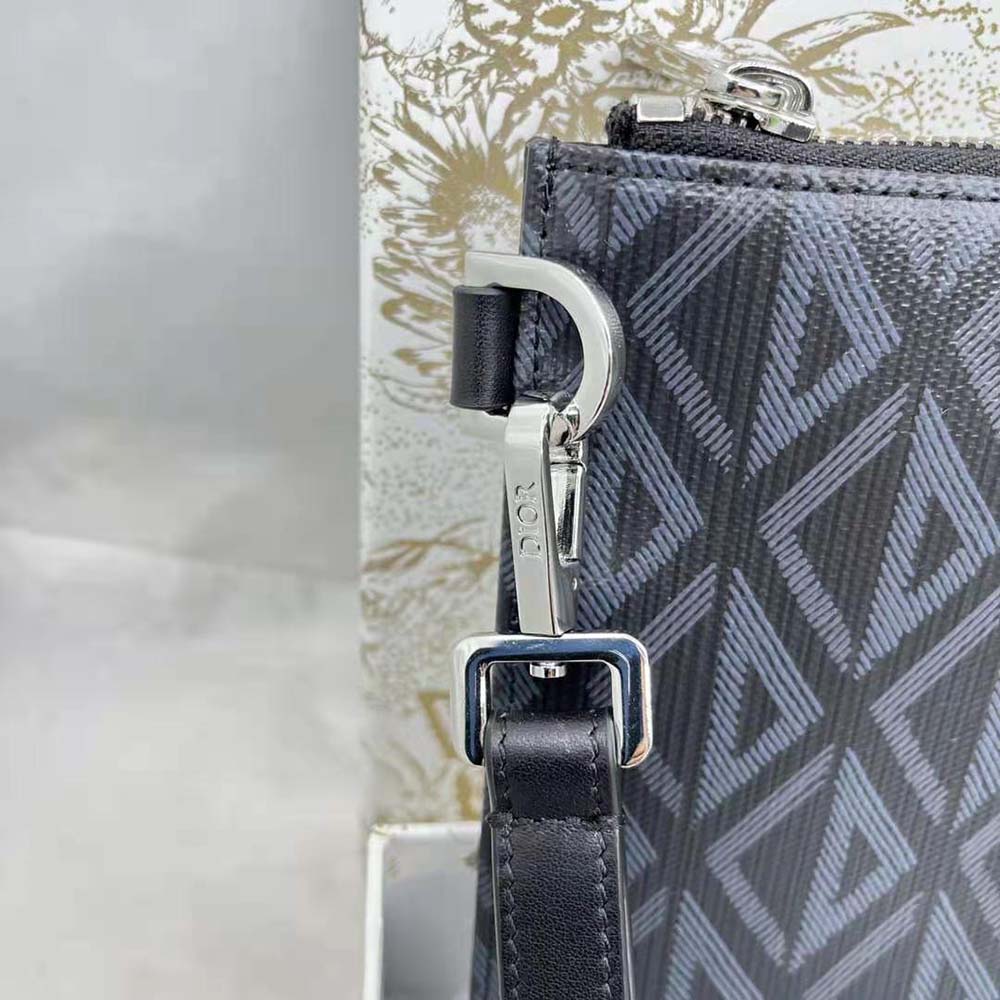 TÚI Dior A5 Pouch Black CD Diamond Canvas