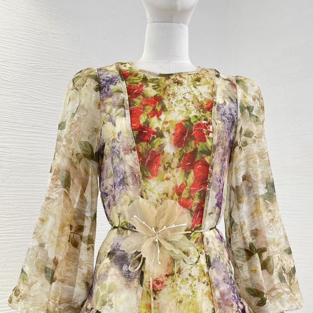 VÁY ZIMMERMANN Multi Color Floral Pirnt Vintage Mini Dress High Classy