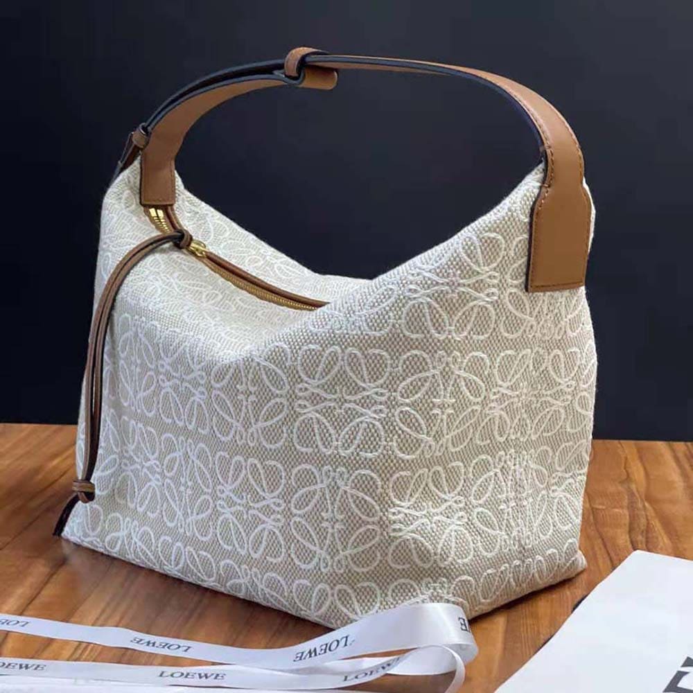 TÚI LOEWE Cubi Bag in Anagram Jacquard and Calfskin