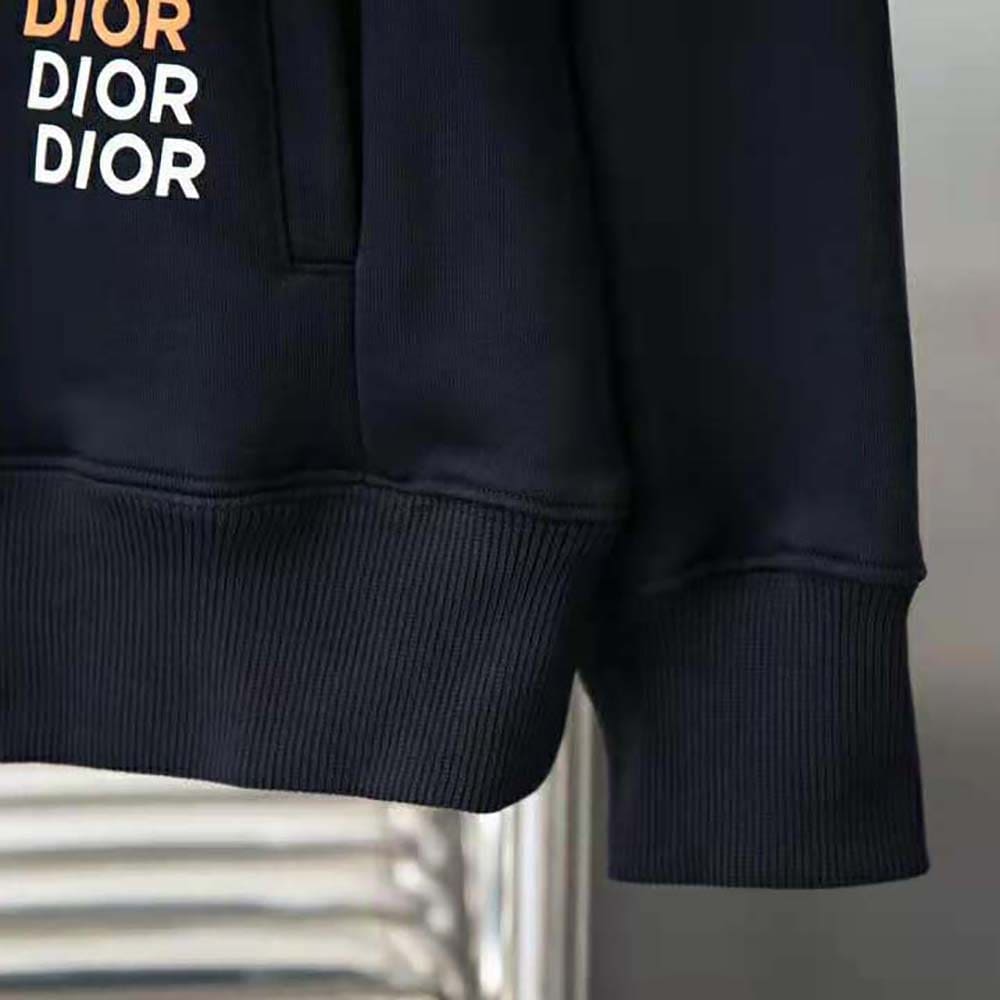 ÁO Dior Men Relaxed-fit Hooded Sweatshirt Black Cotton Fleece Unisex
