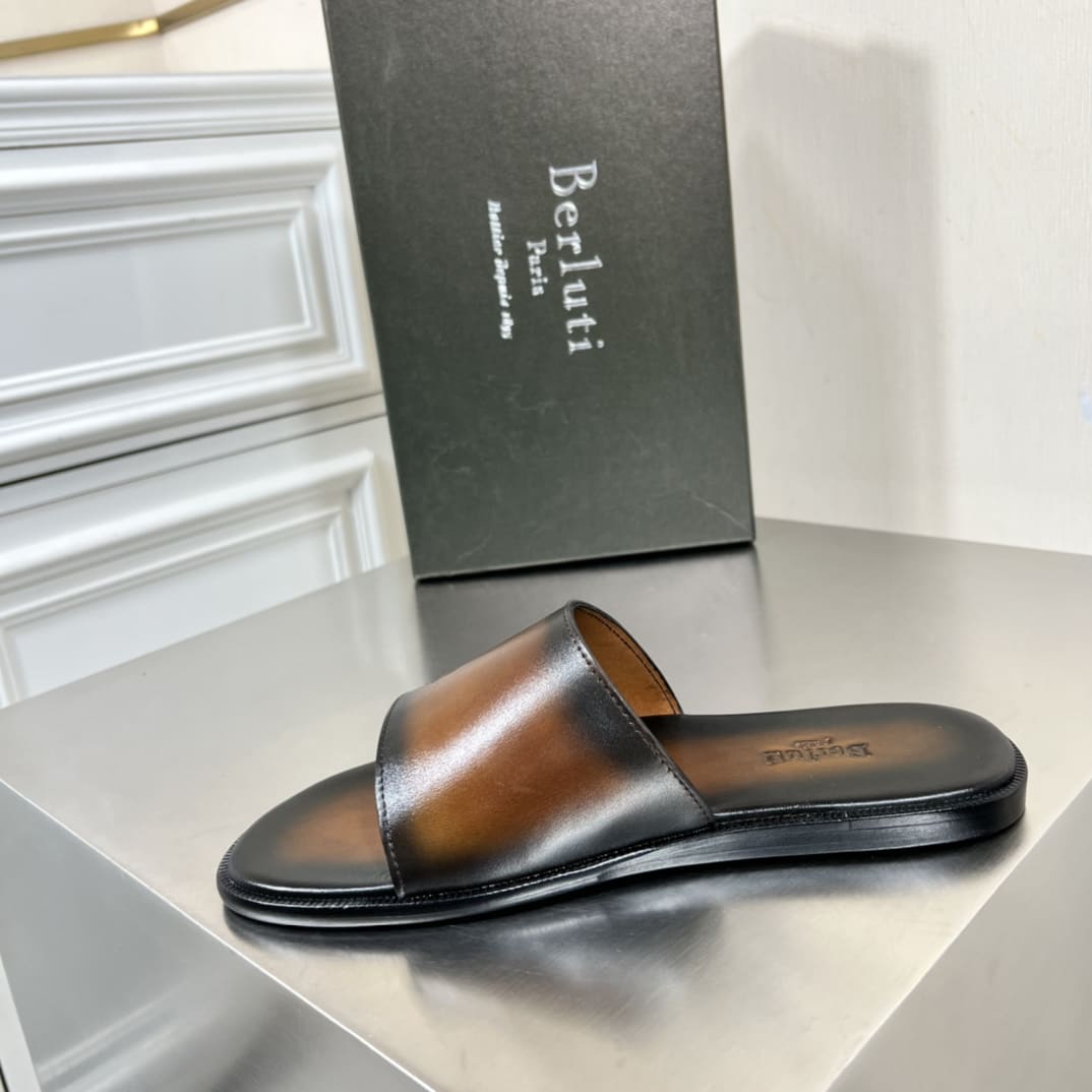 DÉP BERLUTI PATINA LEATHER SLIPPER