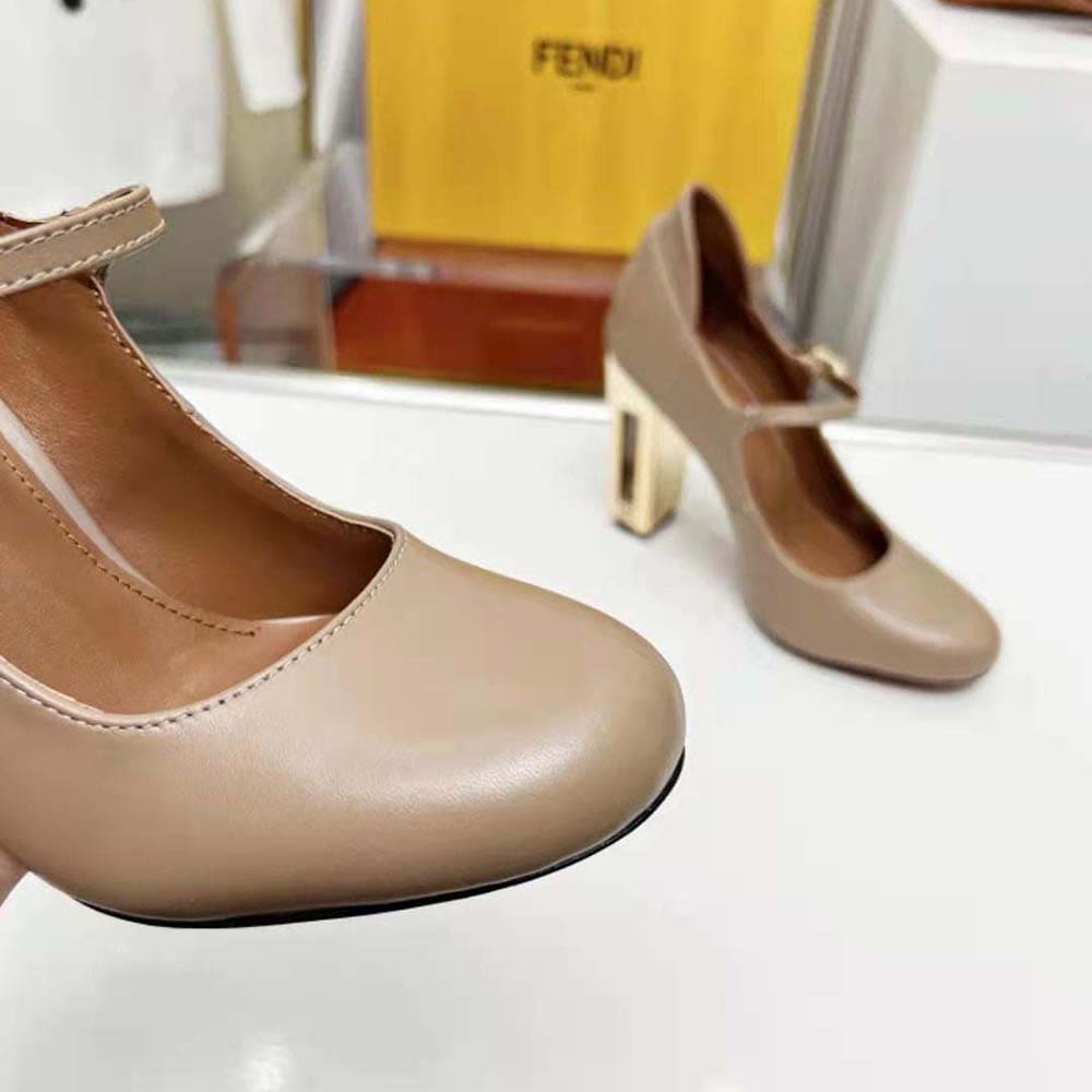 GIÀY Fendi Women Delfina Dove Gray Leather High-heeled Court Shoes