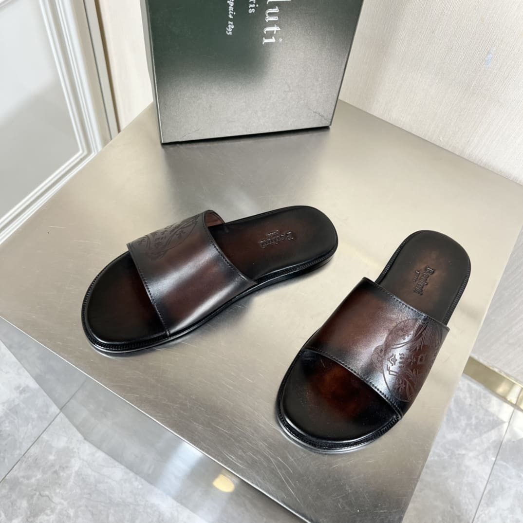 DÉP BERLUTI PATINA LEATHER SLIPPER