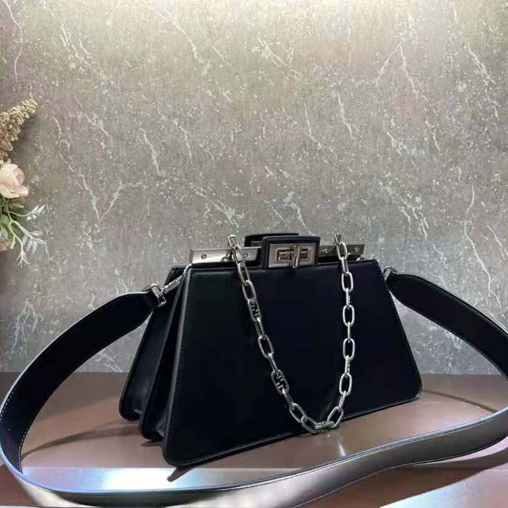 TÚI FENDI Women Peekaboo Cut Medium Black Leather Bag