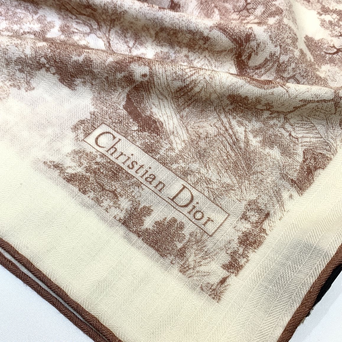 KHĂN CHRISTIAN DIOR Double-sided velvet cashmere scarf
