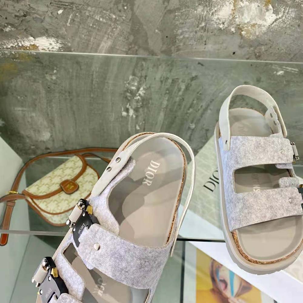 GIÀY DIOR By Birkenstock Milano Sandal Gray Nubuck Calfskin