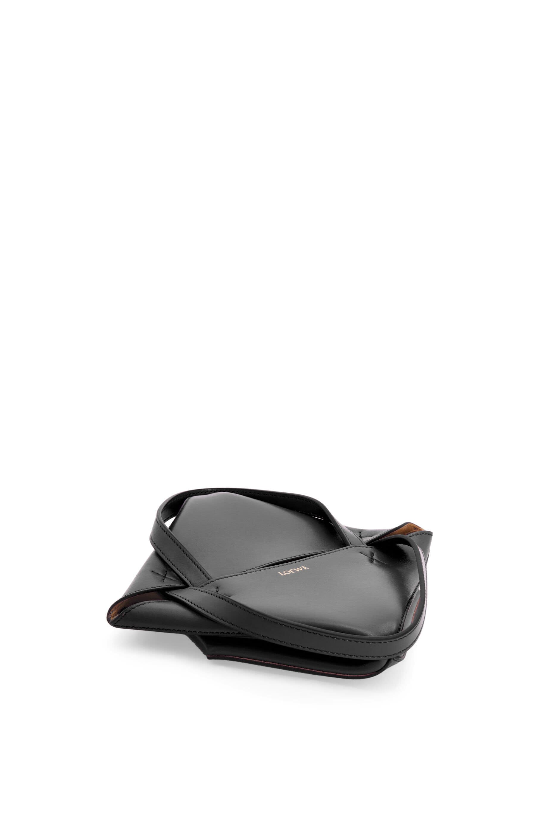 Túi LOEWE Mini Puzzle Fold Tote in shiny calfskin black