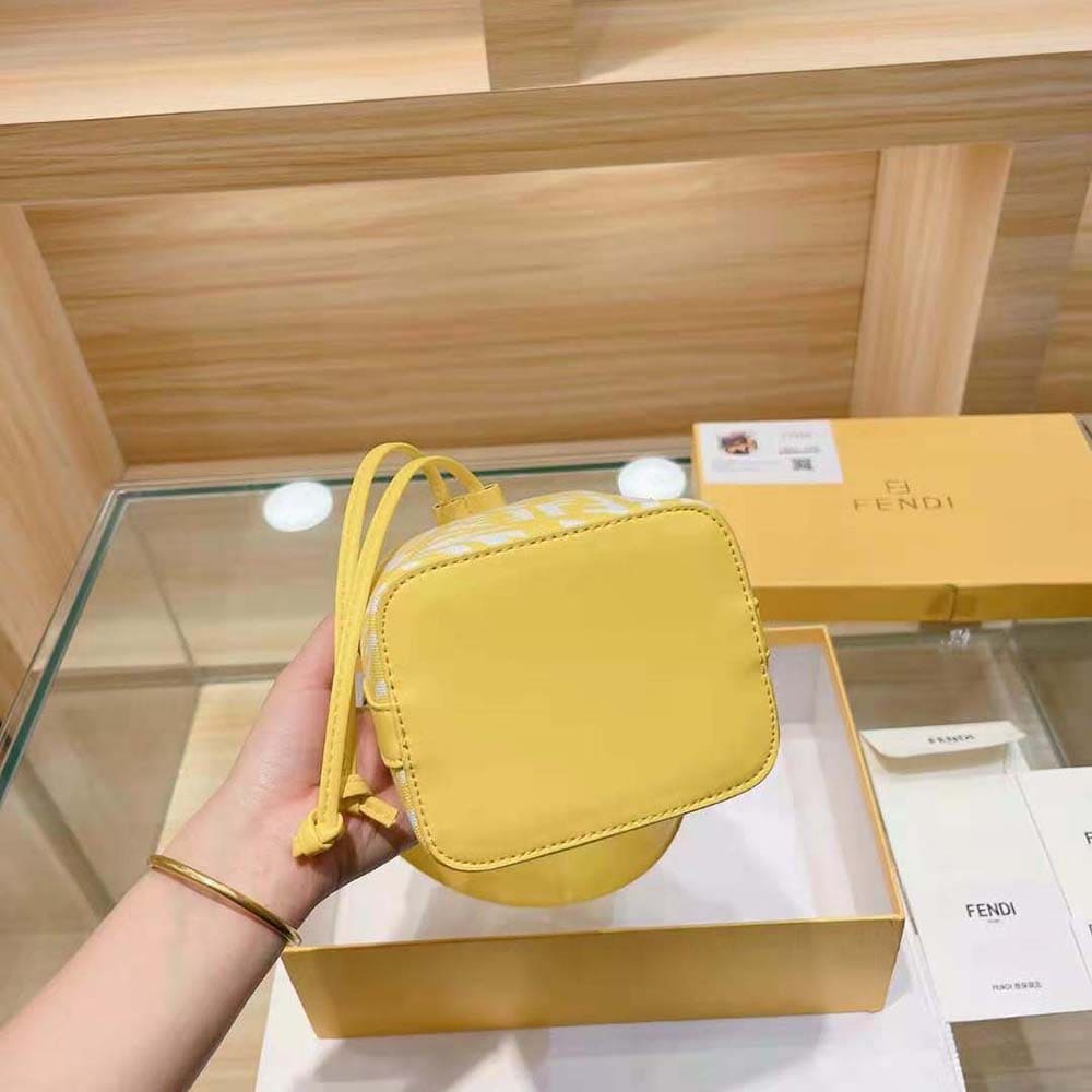TÚI Fendi Women Mon Tresor Glazed Canvas Mini-Bag-Yellow