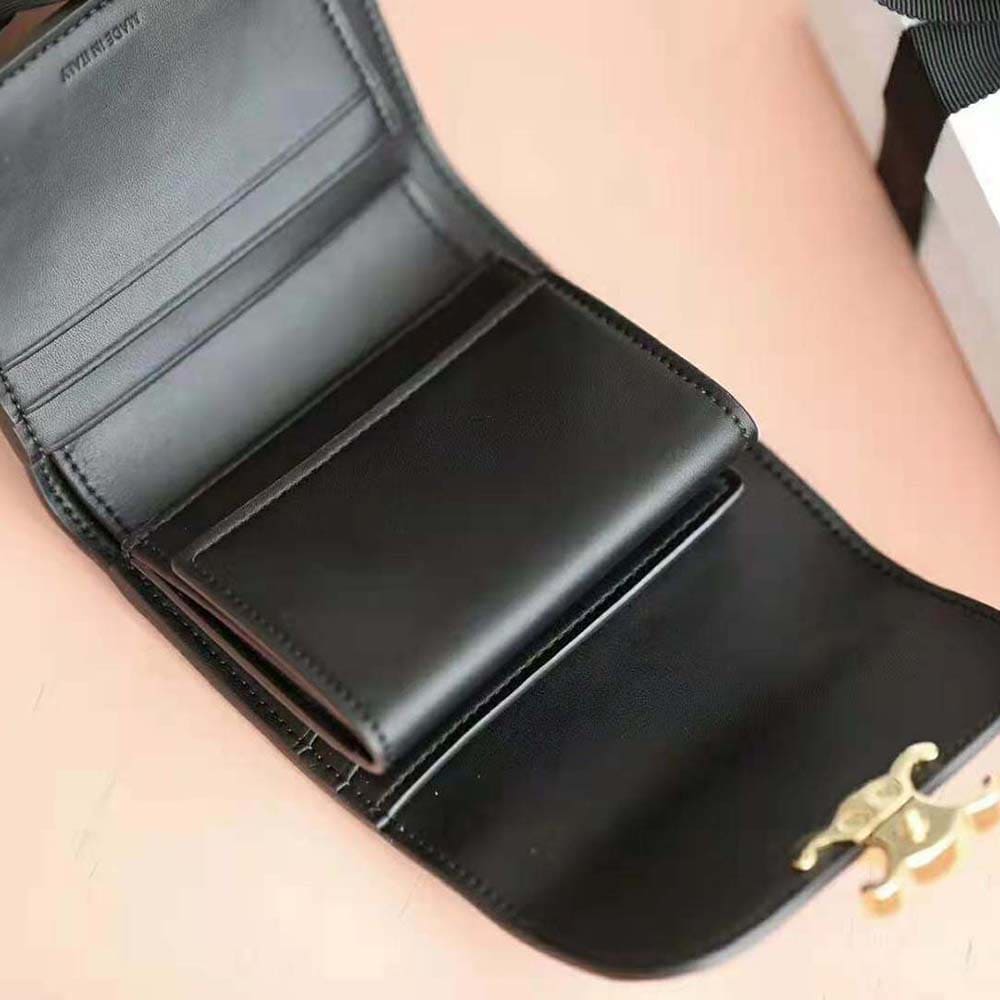 Ví Celine Women Small Flap Wallet in Shiny Smooth Lambskin-Black