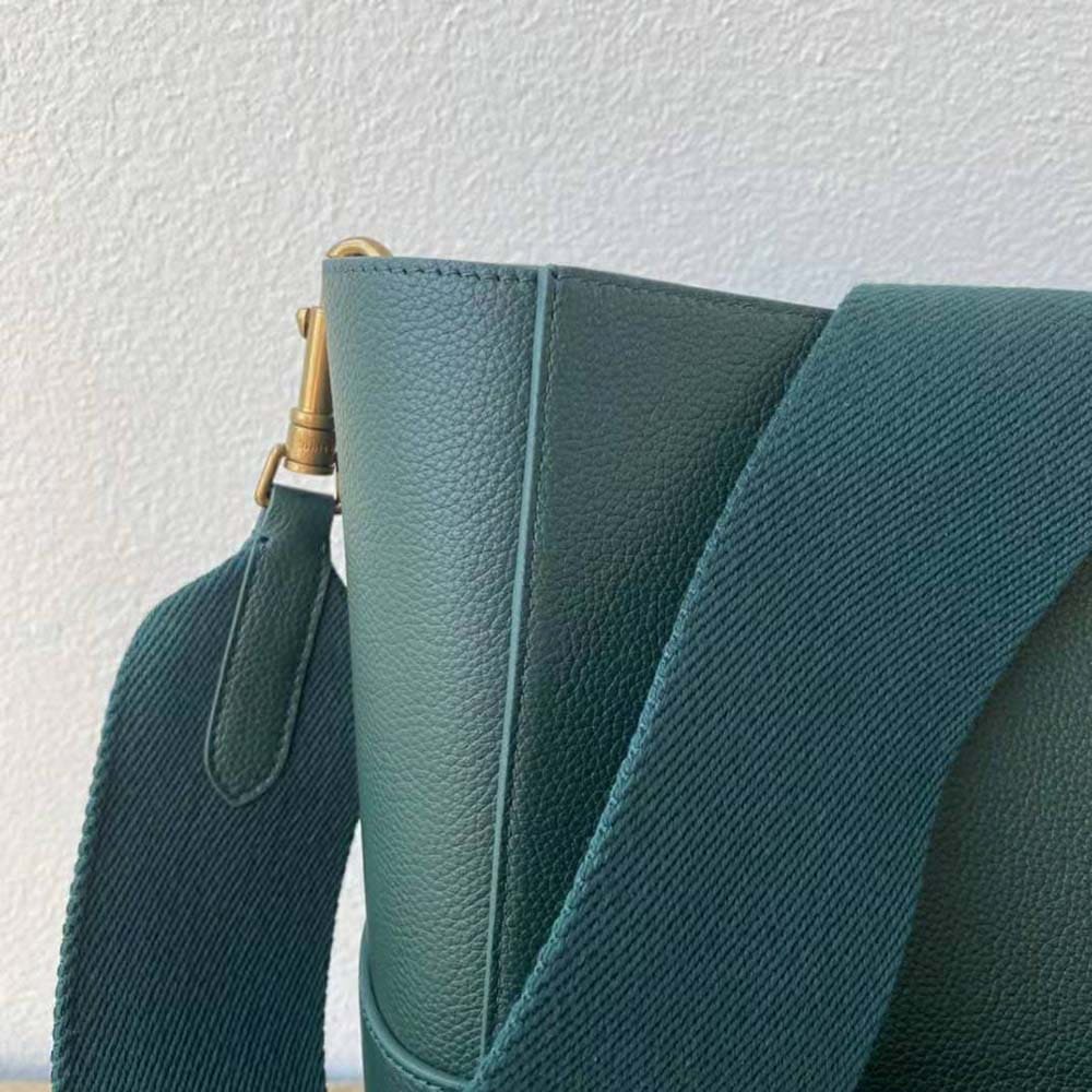 TÚI Celine Women Sangle Bucket Bag in Soft Grained Calfskin-Green
