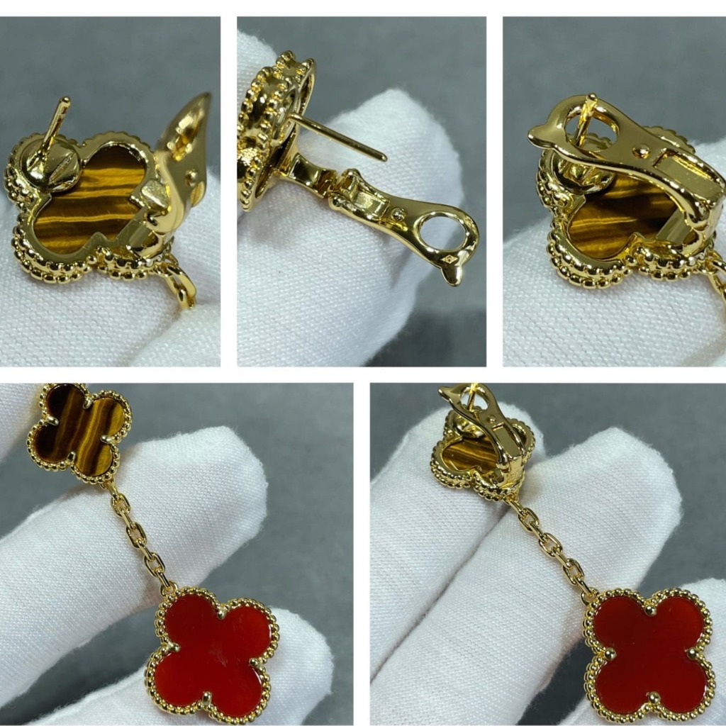 Bông tai Van Cleef & Arpels đá Carnelian và đá mắt hổ vàng hồng 18K  (Liên hệ để biết giá)
