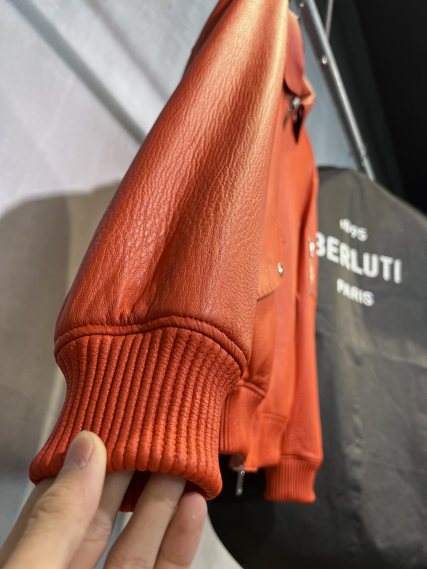 ÁO BERLUTI LEATHER JACKET RED