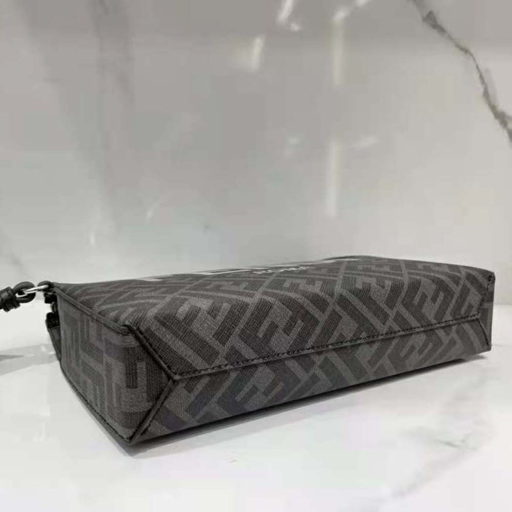 TÚI FENDI Clutch Pack Pouch in Black FF Fabric