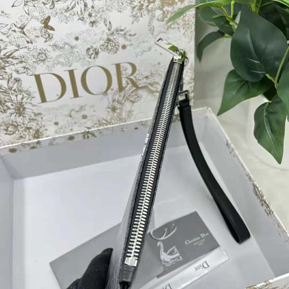 TÚI Dior Men A5 Pouch Black CD Diamond Canvas