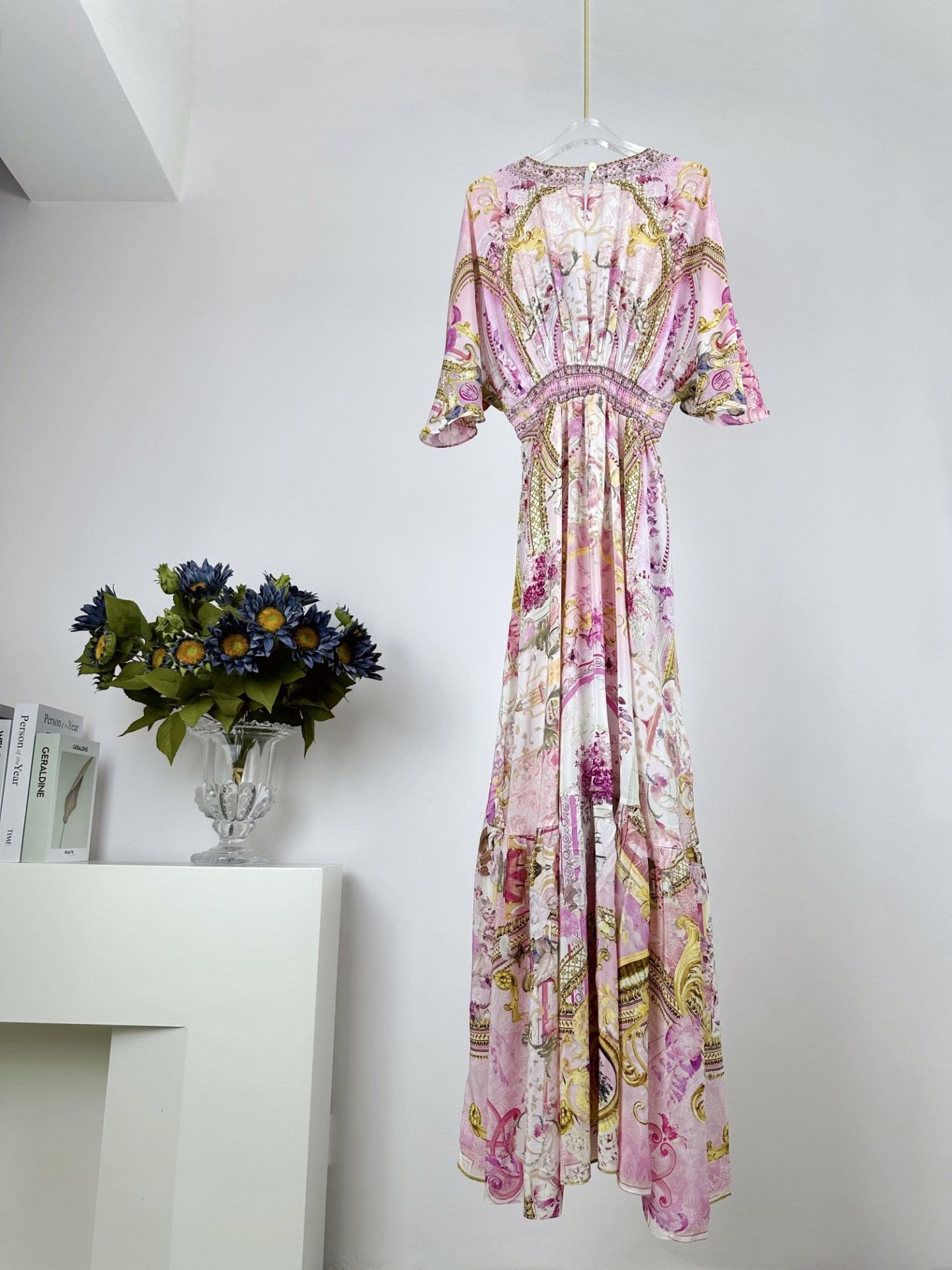 VÁY CAMILLA Silk Embellished V-Neck Maxi Dress High Classy