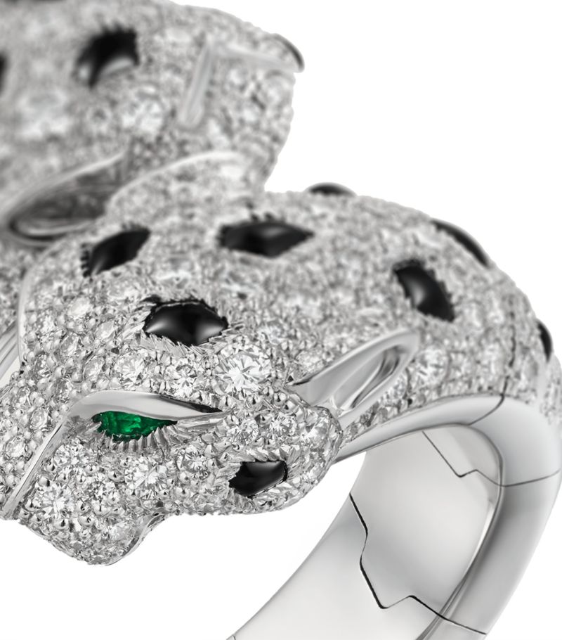 Nhẫn CARTIER White Gold, Diamond, Emerald and Onyx Panthère de Cartier Ring vàng trắng 18K