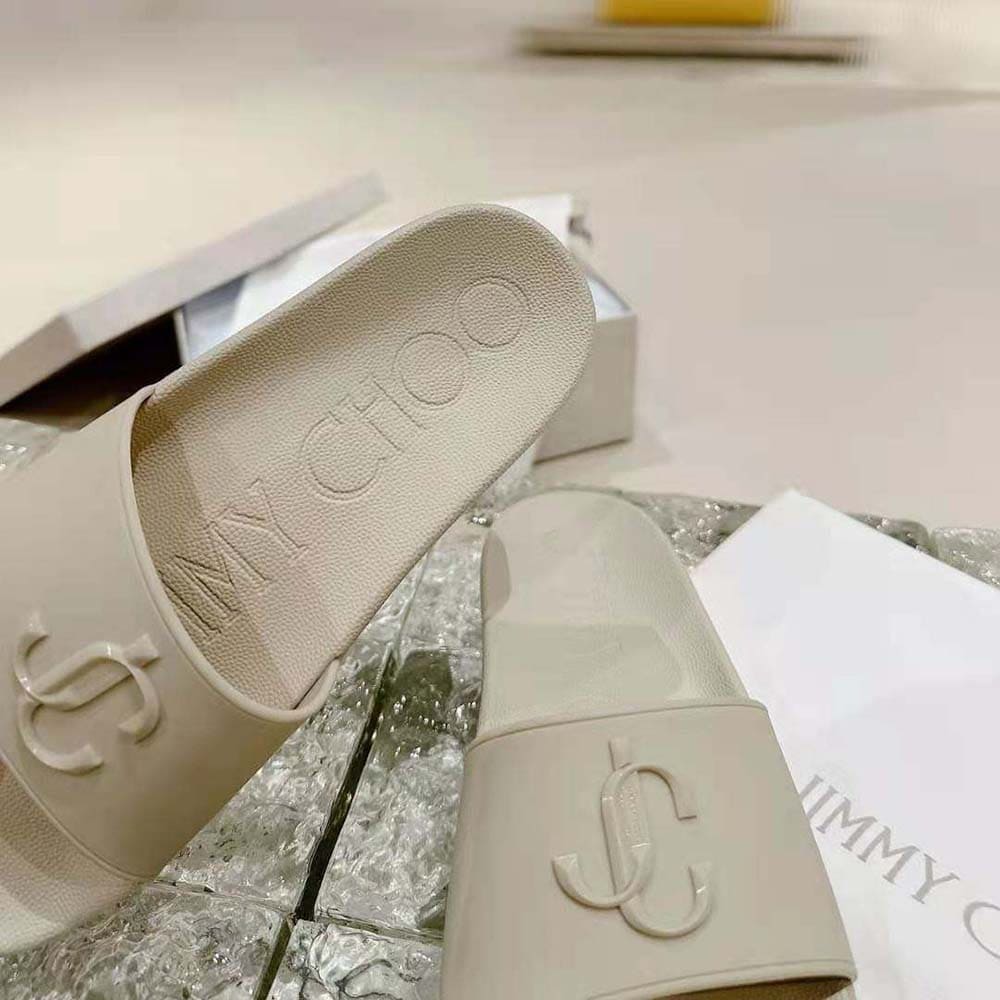 DÉP Jimmy Choo Women Port/F Barley Rubber Slides with JC Monogram