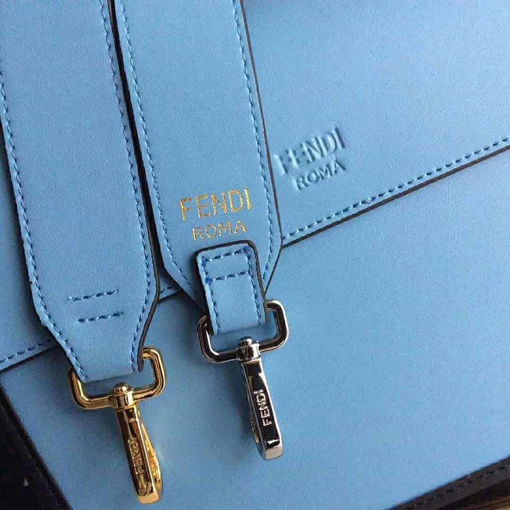 TÚI Fendi Women Kan I F Leather Bag in Calfskin Leather-Blue