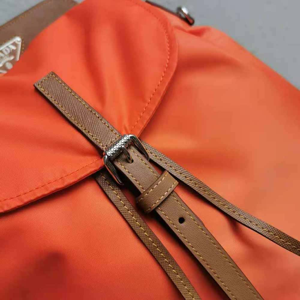 BALO Prada Women Nylon and Saffiano Leather Backpack-Orange