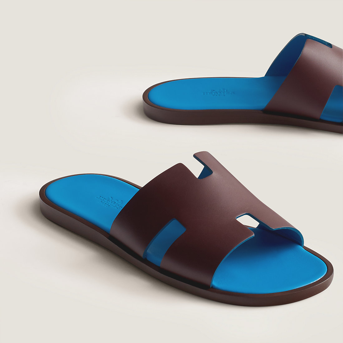 DÉP HERMES IZMIR EPSOM LEATHER BROWN BLUE AAA