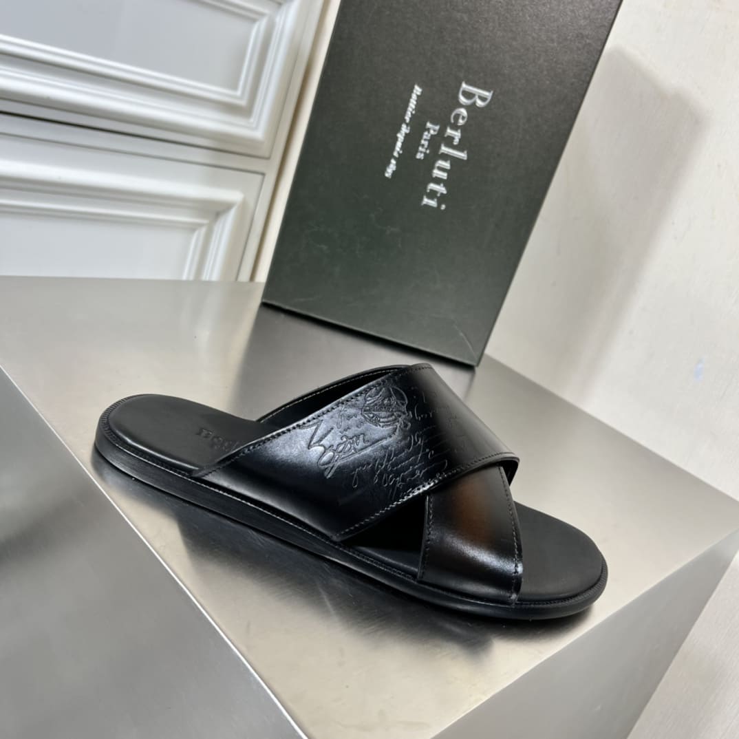 DÉP BERLUTI PATINA LEATHER SLIPPER