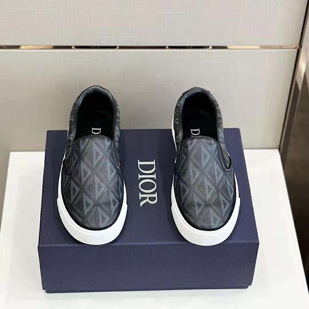 GIÀY DIOR B101 Slip-on Sneaker Black CD Diamond Canvas and Smooth Calfskin
