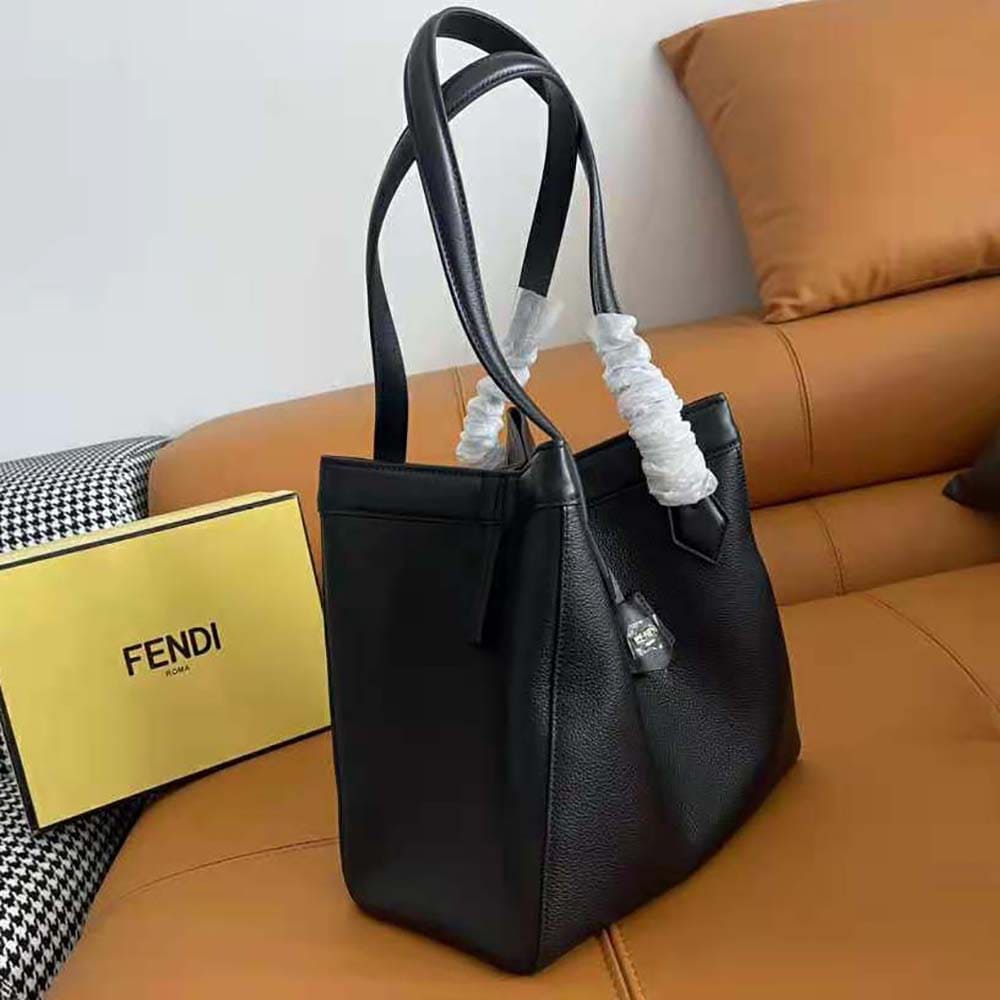 TÚI FENDI Women Origami Medium Dove Black Leather Bag