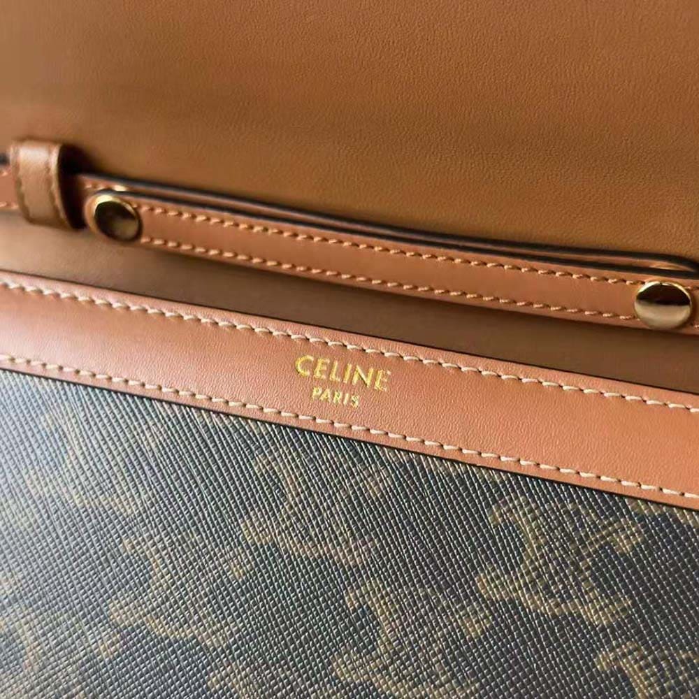 TÚI Celine Women Wallet on Chain Margo in Triomphe Canvas and Calfskin