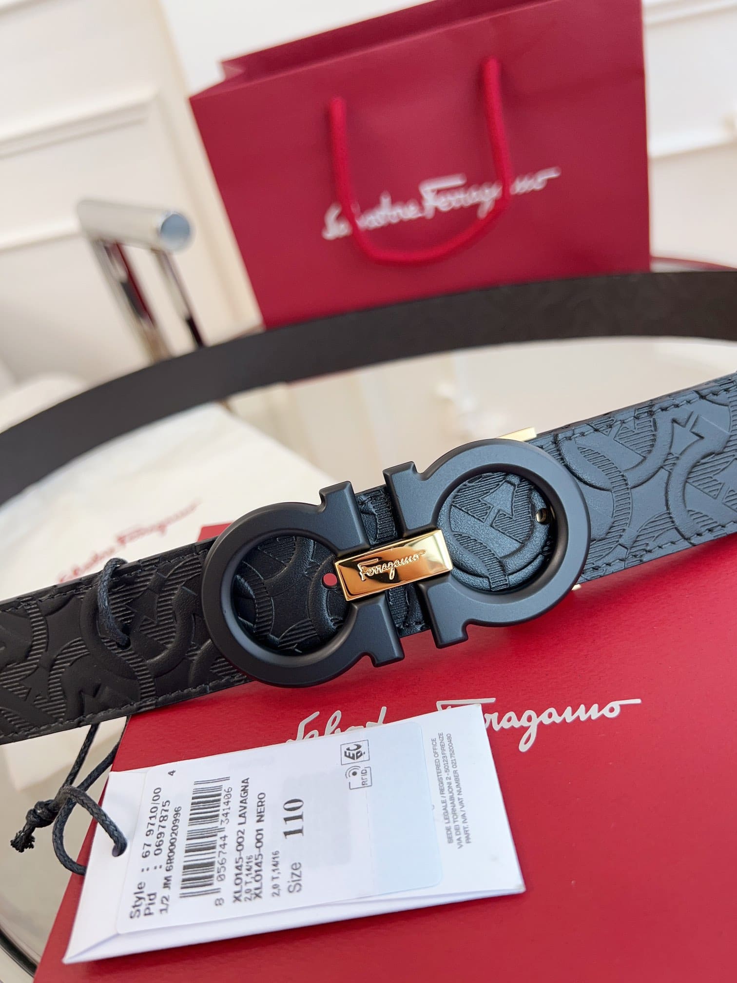 DÂY LƯNG Salvatore Ferragamo Adjustable Gancini Belt Khóa đen