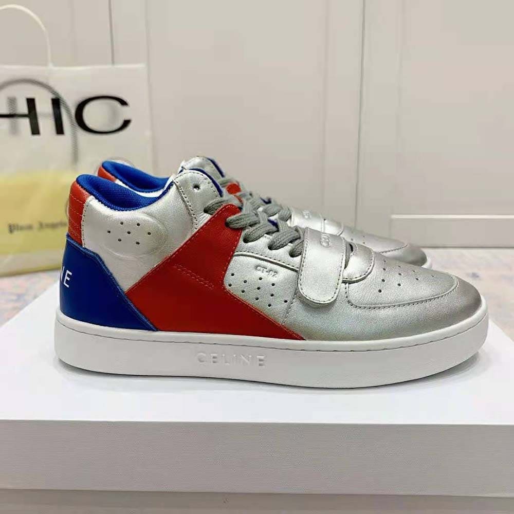 GIÀY CELINE Mid Sneaker with Scratch in Metallic Calfskin and Calfskin