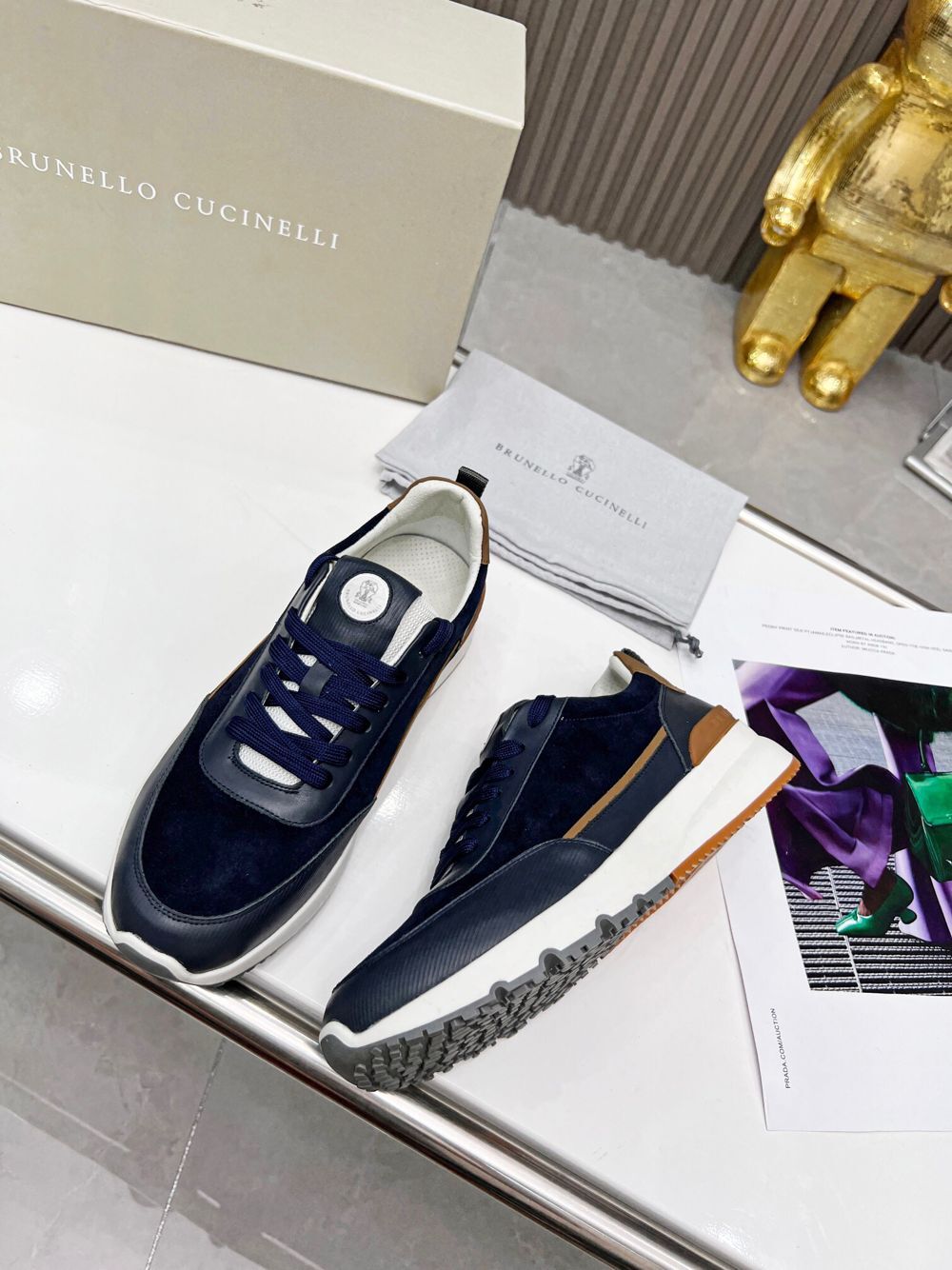 GIÀY BRUNELLO CUCINELLI Suede Blue Sneaker shoes