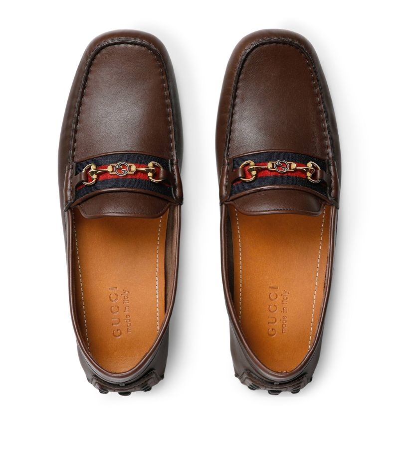 GIÀY GUCCI Leather Web Stripe Driving Shoes