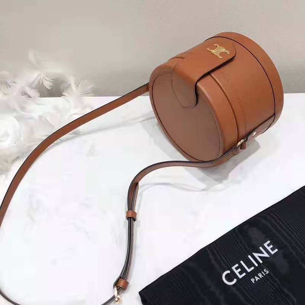 TÚI Celine Women Medium Tambour Bag in Smooth Calfskin-Brown