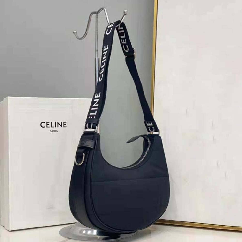 TÚI Celine Women Medium Ava Bag with Celine Strap in Quilted Nylon-Black