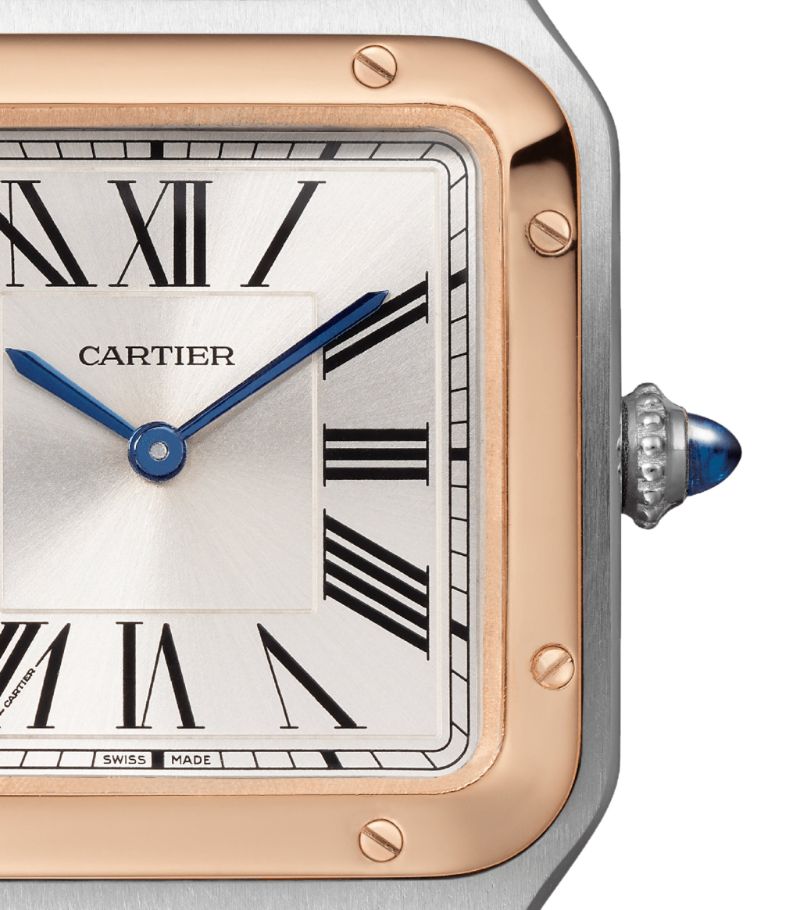 Đồng hồ CARTIER Steel and Rose Gold Santos-Dumont Watch 27.5mm mặt số màu trắng