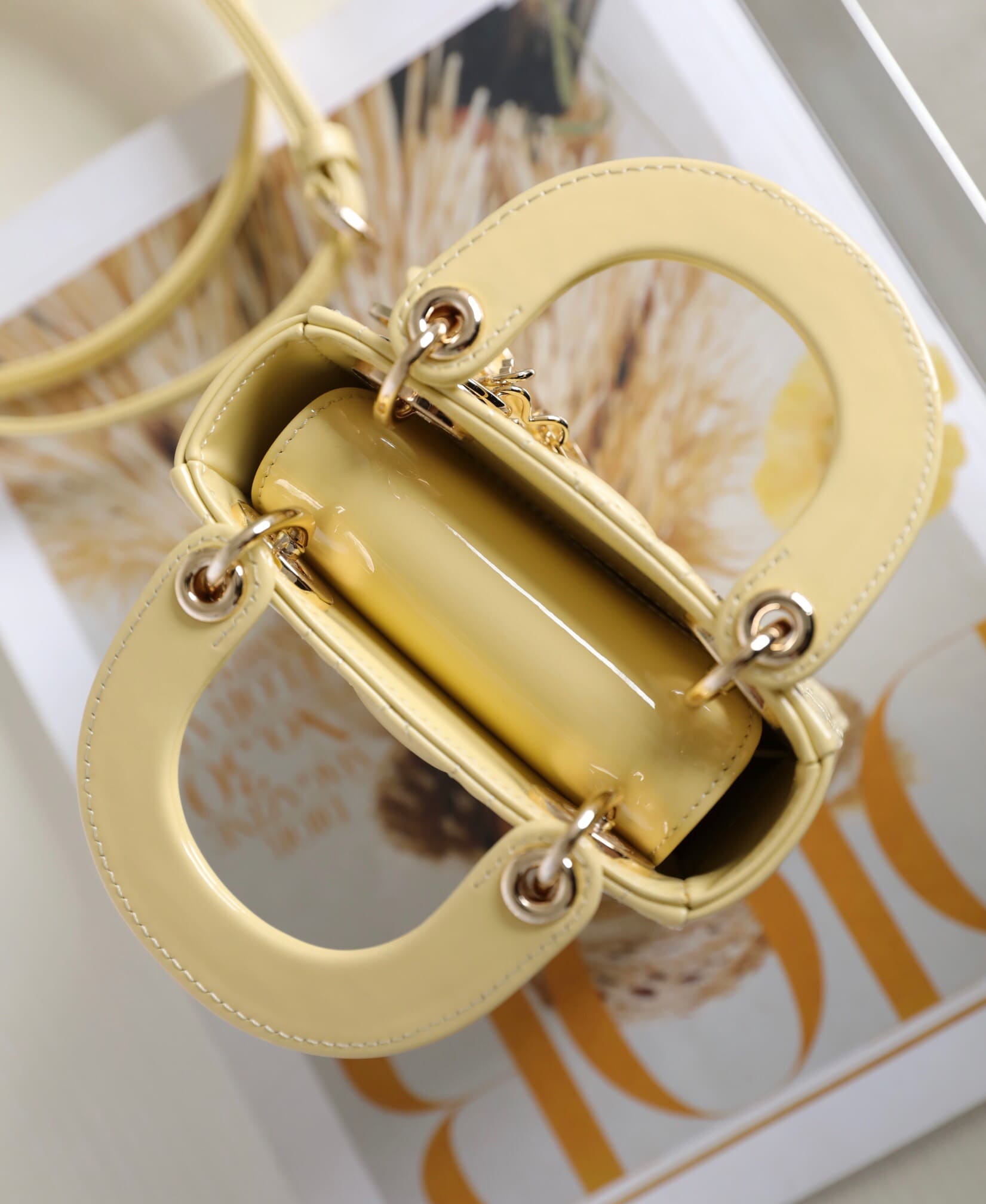 TÚI CHRISTIAN DIOR Women Micro Lady Dior Bag Gloss Yellow Cannage Lambskin
