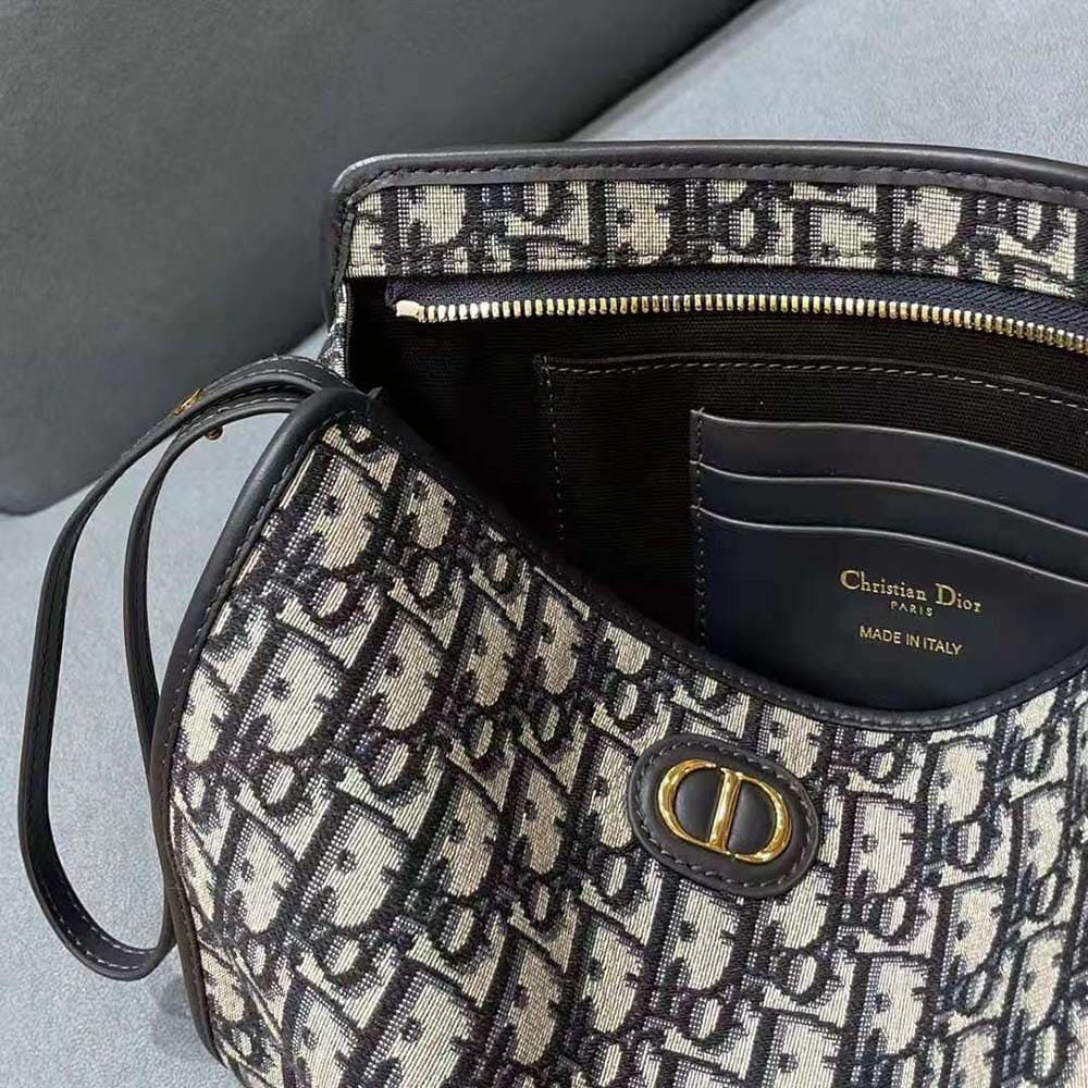 TÚI Dior Women Medium 30 Montaigne Pouch Blue Dior Oblique Jacquard