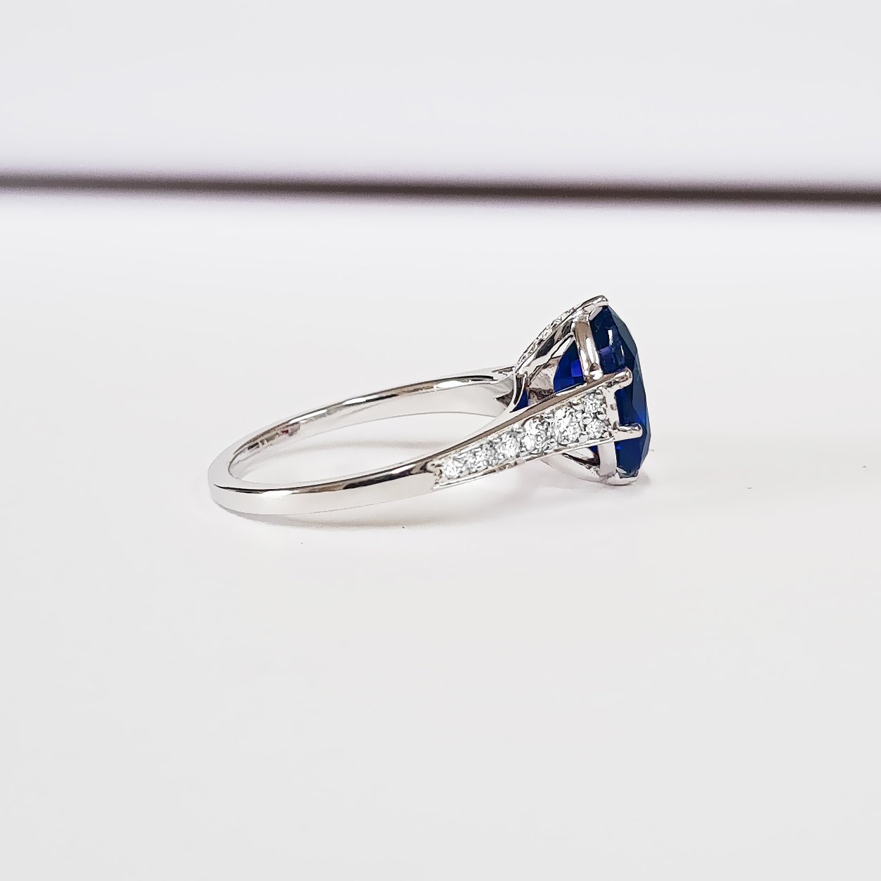 OVAL SAPPHIRE ROSE/WHITE/YELLOW GOLD ENGAGEMENT RING