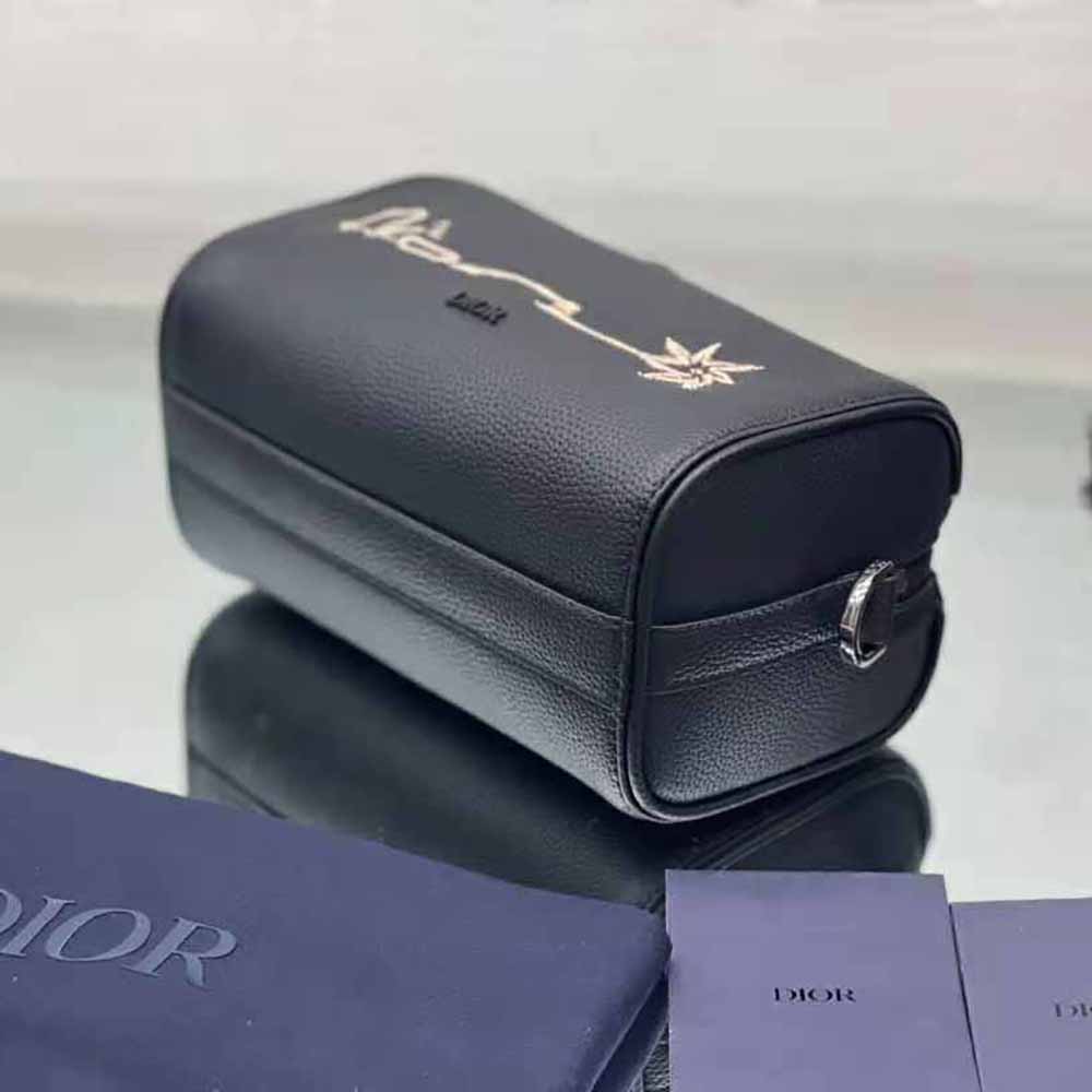 TÚI DIOR Lingot 22 Cactus Jack Dior Bag Black Grained Calfskin with Embroidered Signature